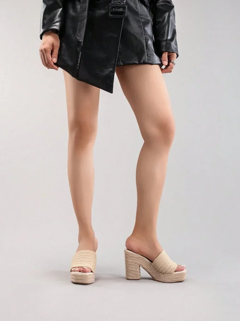 Apricot Wedge Platform Women's Open Toe Ankle Strap High Heel Sandals